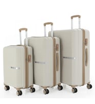 MÇS 3lü Set Kırılmaz Silikon Seyahat Valizi Bavulu V374 Kemik/