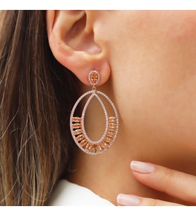 Sitrin Taşlı Glamore Rose Gold Gümüş Küpe