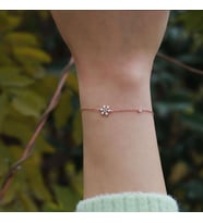 Kar Tanesi Zirkon Taşlı Mine İşli Rose Gold Kaplama Gümüş Bileklik