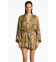 Fumee Vionne Kısa Saten Sabahlık / Kimono