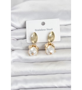 316L Çelik Gold Renk Çiçek Model Kadın Küpe