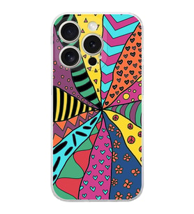PrintiFy iPhone 15 Pro ile Uyumlu Retro Color 4  Kamera Korumalı Şeffaf  Kılıf