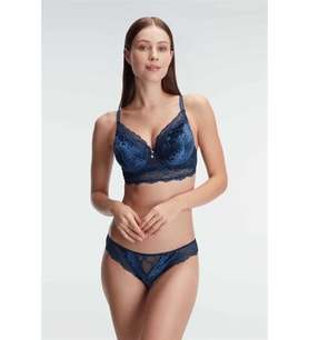 Mulvxbrf Brf02 Kadife Balenli Destekli Dolgulu Dantelli Büstiyer Sütyen Ve Slip Takım (Mulvix)