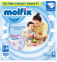 Molfix Bebek Bezi Beden:4 (7-14Kg) Maxi 100 Adet Ultra Fırsat Pk