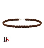 Kahverengi Süet Saç Örgülü kadın Choker
