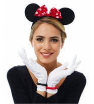 River World Eldiven Rengi Beyaz ve Kırmızı Renk Fiyonklu Minnie Mouse Taç Seti