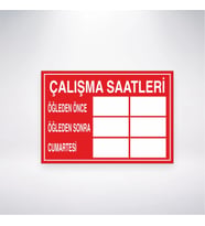 Çalışma Saatleri Öğlen Önce Öğleden Sonra Cumartesi