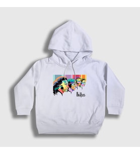 Presmono Unisex Çocuk Beyaz Retro The Beatles Kapüşonlu Sweatshirt 115062tt
