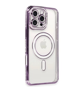 Apple iPhone 16 Pro Kılıf Joke Simli Magneticsafe Kılıf - Derin Mor