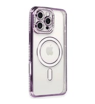 Apple iPhone 16 Pro Kılıf Joke Simli Magneticsafe Kılıf - Derin Mor