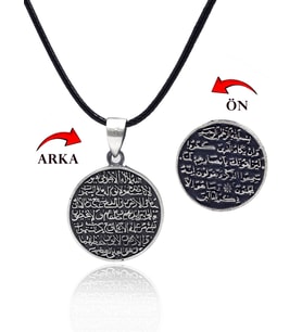 Ayet-el Kürs-i Dualı Çift Taraflı 925 Ayar Gümüş Erkek Kolye 201025699