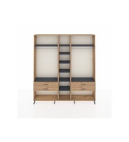 Arges Dolap 10 Raflı 4 Çekmeceli 2 Askılı 220x30x243 Çam-Antrasit/Çam