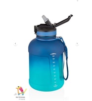 Uzspace PİPETLİ Motivasyon Matarası 1700 Ml Mega Büyük Boy Çift Renk 2 Farklı Renk (A. Mavi)