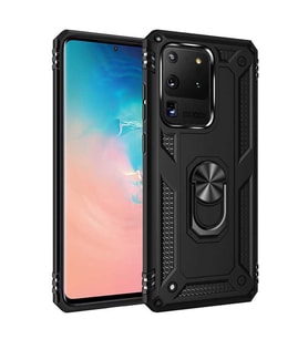 Samsung Galaxy S20 Ultra Kılıf Yüzüklü Zırh Tank Vega (Siyah)