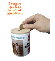 Porselen Bambu Kapaklı Kumbara Kişiye Özel Fotoğraflı Tasarım