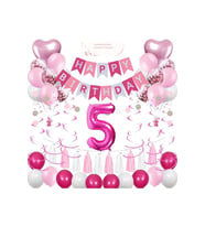 Pembe Ve Beyaz 5 Mutlu Doğum Günü Balonlar