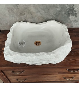 Beyaz Mermer Şekilsiz Lüx Lavabo