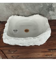 Beyaz Mermer Şekilsiz Lüx Lavabo