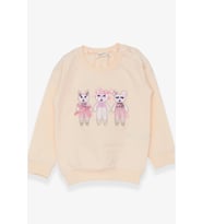 Breeze Kız Çocuk Sweatshirt Hayvancık Baskılı 1.5-5 Yaş, Krem