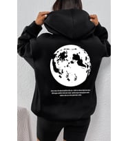 Unisex The Moon Baskılı Sweatshirt (Siyah)