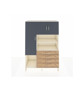 Hyperion Dolap 7 Raflı 4 Çekmeceli 3 Kapaklı 132x44x195 Aytaşı-Antrasit/Çam