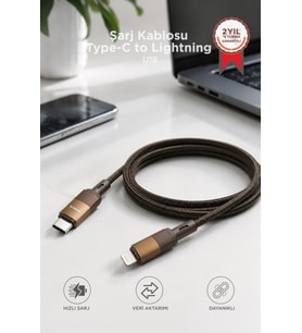 Torima Şarj Kablosu Type-C to Lightning Data Kablo U18 Kahverengi