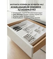 Çekmece İçi Kaşıklık ve Bıçaklık Düzenleyici Organizer Ayarlanabilir Kayar Kızaklı (Beyaz)