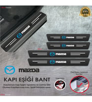 Mazda  Logolu Karbon Kapı Eşiği Koruyucu Suni Deri 4'lü Set