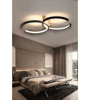 Duru Modern Tasarım Yatak Odası - Salon - Mutfak - Hol Beyaz Led 2 Li Avize (Siyah)
