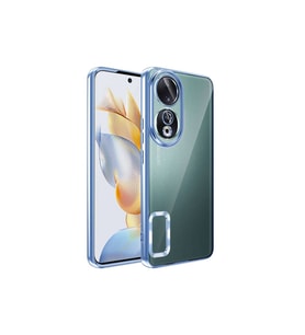 Honor 90 Uyumlu Kılıf Kamera Korumalı Logo Gösteren Zore Omega Kapak (Açık Mavi)