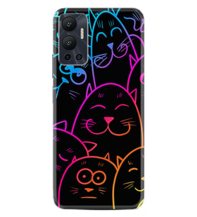 Infınix Hot 12 Kılıf Silikon Desen Özel Seri Neon Cats 1790