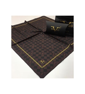 Geometrik Desen Black Seri Twill Eşarp Eşarp Askısı ile Birlikte 90x90 cm Koyu K