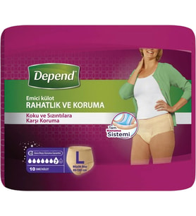 Depend Emici Külot Hasta Bezi Large - Büyük Kadın (10 Adet) Tekli Pk