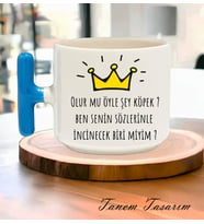 Tanem Olurmu Öyle Şey Köpek Tasarımlı - T Kulp Kupa