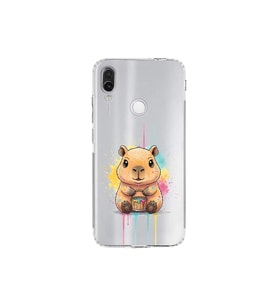 Redmi Note 7 Pro ile Uyumlu Splash Kapibara Tasarımlı Şeffaf Silikon Kılıf