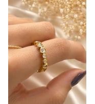 Taşlı Damla Gold Yüzük