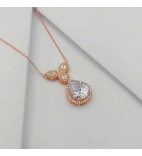 Gümüş Damla Model Taşlı Kolye 925 Ayar