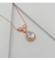 Gümüş Damla Model Taşlı Kolye 925 Ayar