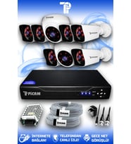PICAM 8 Kameralı Kare 2 İç Kamera Set HDD'siz Full HD Gece Görüşlü Güvenlik Kamerası Sistemi