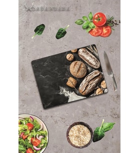 Buğdaylı Ekmek Cam Kesme Tahtası - Cam Kesme Tablası   30 cm x 40 cm