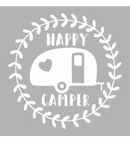 Happy Campers Sticker siyah 25x25 CM (Beyaz)