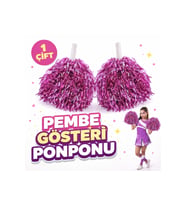 1 Çift ( 2 Adet ) Pembe Renk 23 Nisan 19 Mayıs 29 Ekim Okul Gösteri Ponponları Ekstra Dolgun