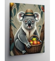 Kanvas Tablo Meyve Sepeti Taşıyan Koala