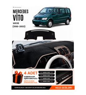 MERCEDES VITO W638 (1996-2003) Uyumlu Torpido Örtüsü Torpido Kılıfı - Siyah Bej