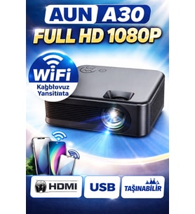 Mini Projeksiyon Cihazı, Full HD, WiFi, HDMI, USB, Taşınabilir, Ev Sineması