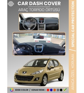 PEUGEOT 207 (2007-2012) Torpido Örtüsü Ön Göğüs Koruma Torpido Koruma Birebir Uyum Kaymaz Özel Kesim