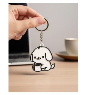 Kahve İçen Köpek Figürlü Anahtarlık