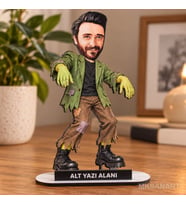 Kişiye Özel Fotoğraflı Cadılar Bayramı Karikatür MDF Karikatürlü 18 cm MDF Masaüstü Biblo - Masaüstü Hediye Erkek
