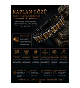 Sertifikalı Kaplan Gözü Siyah Hematit Silindir Kesim Kilitli Doğal Taş Deri Erkek Bileklik