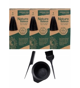 NATURA BALANCE SAÇ BOYASI 1 SİYAH 3 ADET+SAÇ BOYAMA SETİ